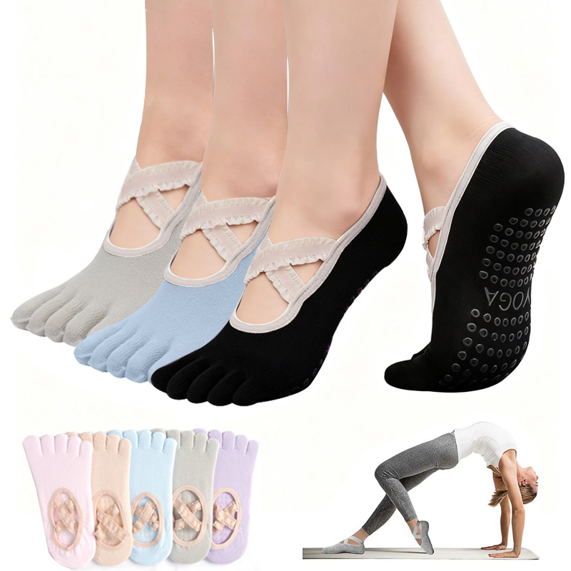 Yoga Fitness Dance - Calcetines de Pilates Antideslizantes para Mujer,