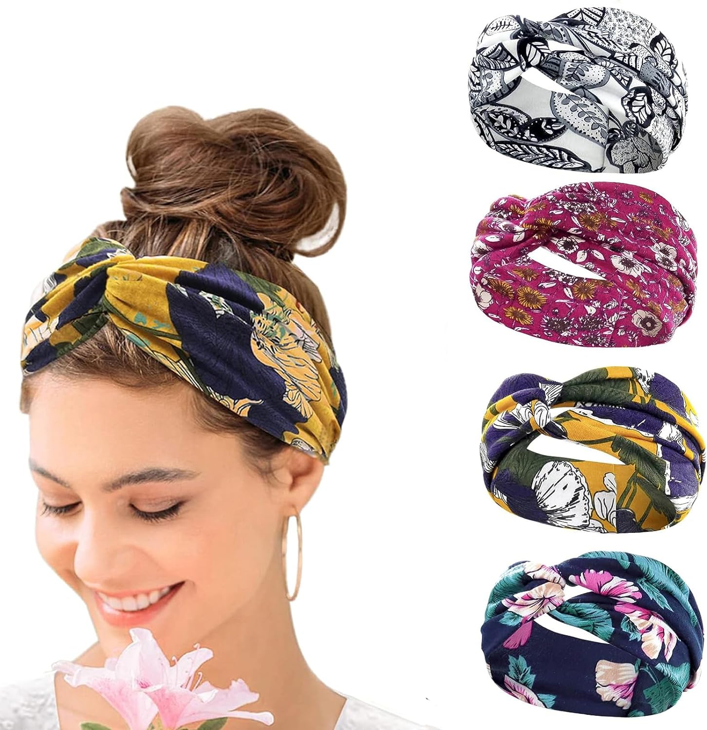 Yoga Fitness Girl - 4 Uds. Diademas bohemias para mujer,