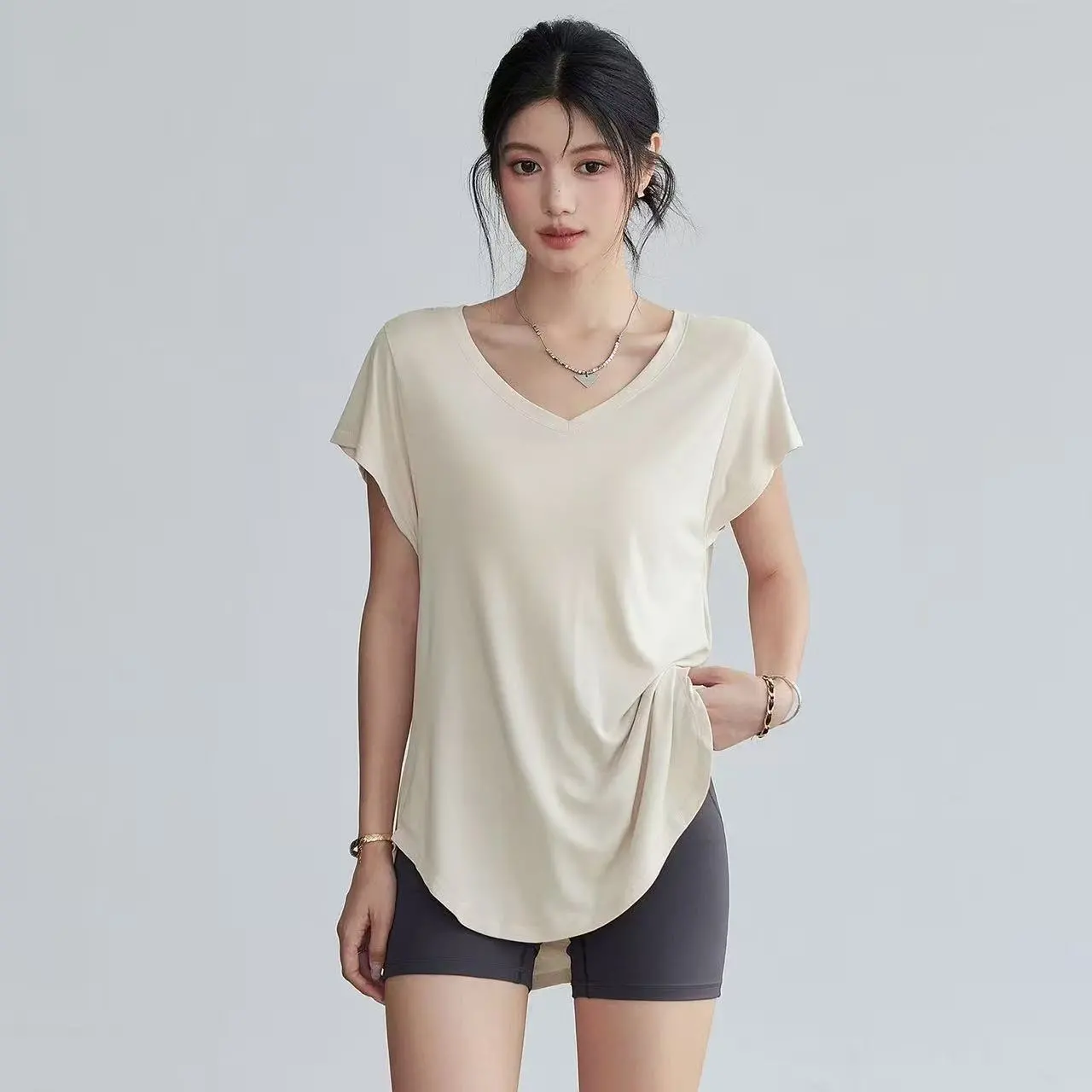 Yoga Fitness Top - Camiseta de Yoga de Cuello Redondo