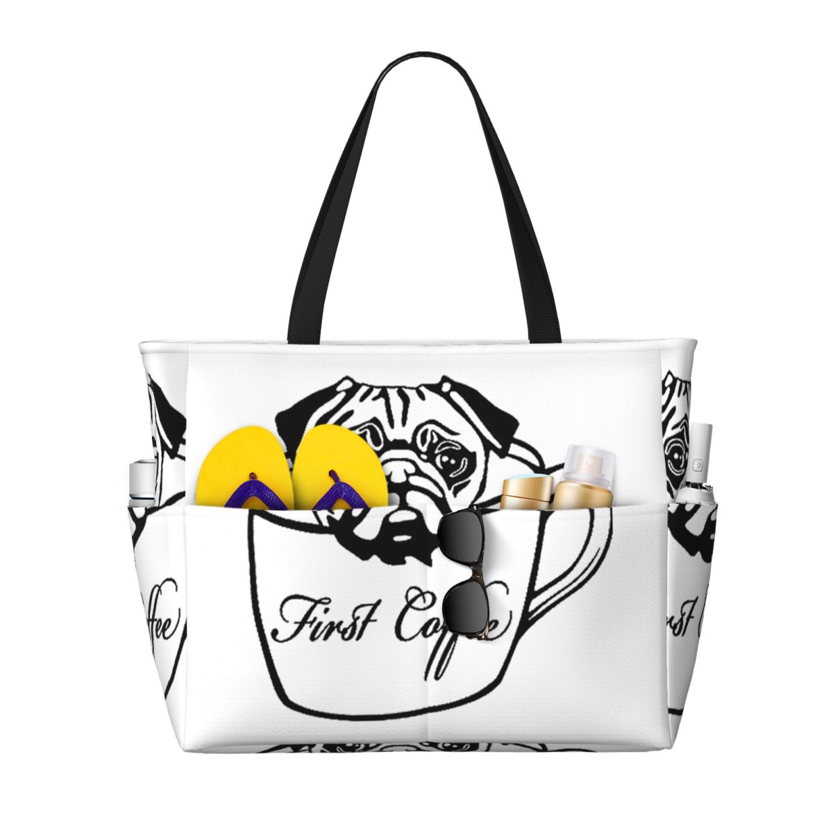 Bolso de mano Pug First Coffee - Yoga Fitness First reseña y precio